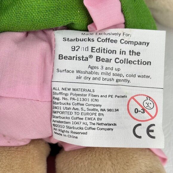 Starbucks Bearista Bear Lot of 2 Flower Gardener 2006 2010 Edition Plush Stuffed - Picture 12 of 12